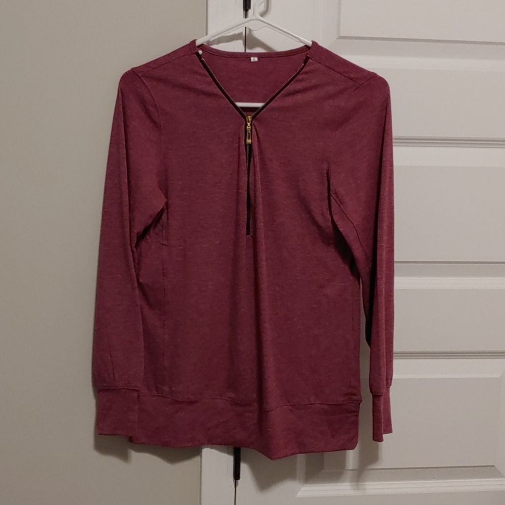 Light weight, long sleeve, zip up sweater